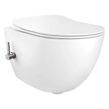 Wc suspendu en céramique sans rebord avec mitigeur pour fonction bidet, coloris blanc brillant Deante Peonia CBP6WPW Blanc brillant