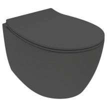 Wc suspendu noir mat avec abattant et profondeur 51 cm Ercos Kite BCKTEKVASO0001 Noir mat