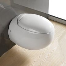 Rue Du Bain - wc Suspendu Oeuf - Avec Abattant - Céramique Blanc - 59x41 cm - Ove