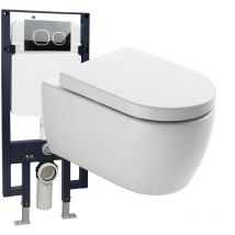 Pack wc suspendu NT2039 noir brillant, abattant Soft-Close avec bâti-support G3008 et plaque de déclenchement au choixModèle 4111 satin - Bernstein