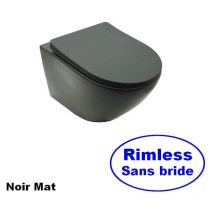 Rue Du Bain - wc Suspendu Ovale avec Abattant Céramique Noir mat - 48x37 cm - Cort