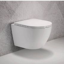 Rue Du Bain - wc Suspendu Ovale avec Abattant Céramique Blanc - 49x36 cm - Cort