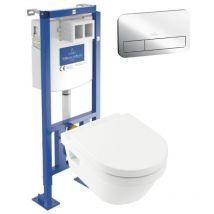 Wc suspendu sans bride villeroy et boch Architectura + abattant + Bâti-support Villeroy&boch ViConnect + Plaque de commande