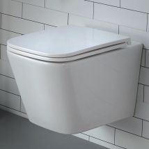 Toilettes murales sans rebord - wc suspendu avec abattant de wc avec système d'abaissement automatique – wc mural pour invités – Cuvette de toilette