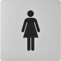 Wc Symbol Frau selbstklebend, 100 x 100 mm, Kunststoff alufarbig