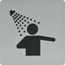 Vasalat - wc Symbol Duschraum selbstklebend, 100 x 100 mm, Kunststoff alufarbig