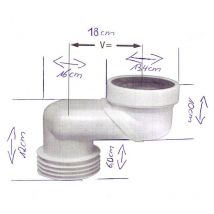 Wc Versprungbogen DN100 x 180mm weiss, wc Anschluss waagerecht
