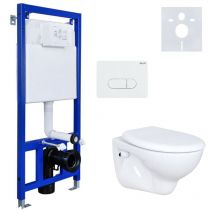 Belvit - Hänge Wand wc mit Spülkasten, Vorwandelement, Schallschutz und Betätigungsplatte Komplett-Set
