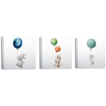Toile décorative canvas bunnies digital print 3 pieces. - Blanc
