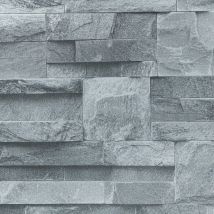 Wd Thorn Slate Charcoal Grey Realistic Textured Stone Brick Wall Vinyl Wallpaper