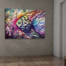 WD - Peinture décorative sur toile poisson arcoirirs toile - Multicolore