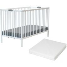 Lit bébé pliant en bois avec matelas 60 x 120 cm - Webaby