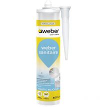 Weber Mastic, Silicone, Translucide, Salle de Bain, Cuisine, Carrelage, Anti-Moisissures, Joint sanitaire étanche, Forte adhérence, weberseal