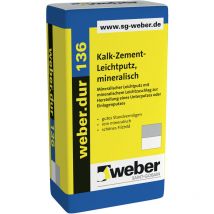 Weber.dur 136 Kalk-Zement Leichtputz 30kg mineralisch, 1mm, naturgrau