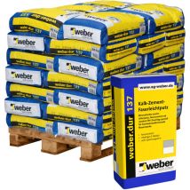 42x weber.dur 137 Faser-Leichtputz grau 1mm 30kg - Naturgrau