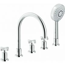 Nobili - Batteria bordo vasca con bocca lunga e doccino serie Lira WEBK204/1LRCR Cromato - Ottone