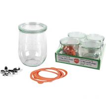 Rundrandglas Tulpe 1 l 4er Tray mit Deckel 100mm, Ring und Klammern