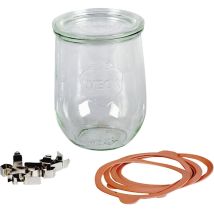 Rundrandglas Tulpe 1 L 4er Tray Mit Deckel 100mm, Ring Und Klammern