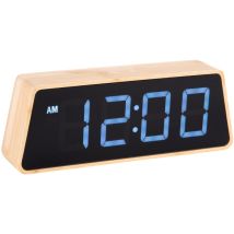 Moderne LED-Wecker mit Farbwechsel-Display – Bambus – 19 x 7 x 4,5 cm – 230V