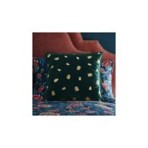 Firefly Emerald Plush Velvet Embroidered Feather Filled Cushion Sofa Bed Accessory 50x50cm - Green - Wedgwood