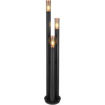 Wegeleuchten Außen Edelstahl Außenlampe Standleuchte Gartenleuchte schwarz, Kupfer rauchfarben, 3 Flammig E27, DxH 28 x 170 cm