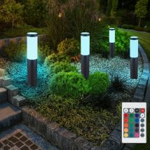 Wegeleuchte dimmbar mit Fernbedienung led Sockelleuchte Gartenlampe anthrazit, mit Farbwechsel, Edelstahl, 4x9W 4x 806lm, warmweiß, h 45 cm, 4er Set