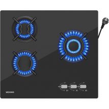 Wehimo - Piastra di cottura a gas a 3 fuochi, autosufficiente, piano cottura a incasso, per gas naturale/propano, sicurezza tramite termocoppia (3