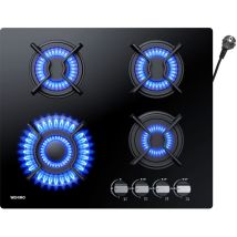 Wehimo - Plaque Gaz 4 Feux, Plaque De Cuisson À Gaz, Plaque À Gaz Avec 4 Foyers À Gaz, Cuisinière Encastrable, Gaz Naturel/propane (4 Brûleurs)