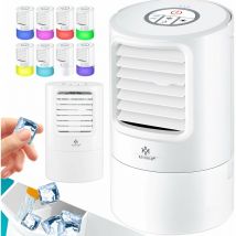 4in1 Climatiseur mobile Mini climatiseur avec 7 couleurs led Ventilateur Réservoir d'eau Minuterie 3 niveaux Ionisateur Humidificateur Blanc - Kesser