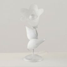 Weiß Silber Eisen Tischlampe ein Licht Alabaster Weiß Glas 19x h36 cm