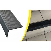 Wattelez - Weiche rutschfeste Stufenkante zum Aufkleben schwarz 45x75mm 3000mm - 604007NADH