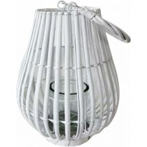 Weidenlaterne mit Weinauswahlglashalter - White