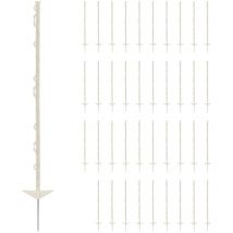 Weidezaunpfähle 103 cm hoch 8 Ösen Metallspitze UV-beständig Weiß 40 Stück