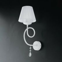 Bonetti Illumina - Weiße Eisenapplikation eine leichte schäbige Dekoration und Strasssteine Weißer Lampenschirm 19x h38 cm
