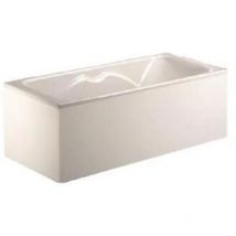 Weiße Laminatverkleidung für eine Badewanne 1m50.