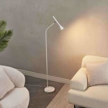 KOSILUM Stehleuchte 150 cm mit Lesearm und Marmorfuß – Elegante weiße Lampe für Wohnzimmer – GU10 Fassung (Leuchtmittel nicht enthalten)