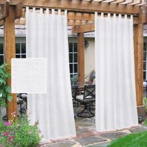 Weiße Transparente Vorhänge Für Die Terrasse, Wasserdichter Sichtschutz, Lichtfilterung, Mit Abnehmbaren, Selbstklebenden Raffhaltern, 2er-set, 132 X 