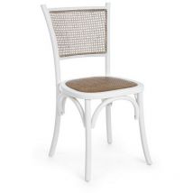 BIZZOTTO – Weißer Holzstuhl im rustikalen Stil – Ulmenholz, Rattan – 45 cm, 53 cm, 89 cm, 46 cm Sitzhöhe