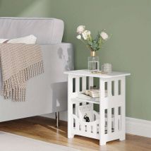 Yoleo - Weißer Nachttisch, Wohnzimmer Sofa Tisch Beistelltisch, 3-Schicht Kleiner Quadratischer Tisch Mit Aufbewahrungskorb, Ultra-dünner Couchtisch