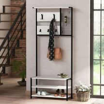 Veriaffari.it - Weißer Nomad Eingangsregal Mit 5 Haken Garderobe L 78 X B 30 X H 182 Cm