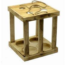 Rustikaler Weinflaschenhalter aus Holz cm22,2x22,3h25,5