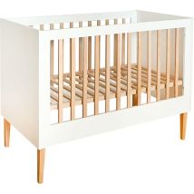 Weißes Babybett Aus Holz - 120x60 Cm Ila Graues Babybett Aus Holz 2 In 1 - 120x60 Cm Ila