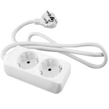 Weißes Basis-Onlex-T/T-Kabel 1,5 m – 2 Steckdosen – 16A – 250V – 3680W – Kinderschutz