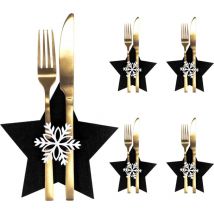 REA - Weihnachtliche Bestecktasche 4 Stk. Schwarzer Stern black