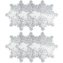 Weihnachtliche Tischsets Aus Metallic-vinyl Mit Ausgestanztem Design, 6er-set, Silbernes Schneeflockenmuster