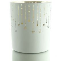 Weihnachtliches Teelicht falling stars Sternenregen Weiß ø 8 cm aus Glas