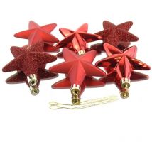 Bruchfeste Weihnachtsanhänger Stern Christmas Red rot ø 7,5 cm aus Kunststoff - 6er Set
