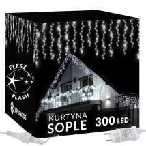 Springos Weihnachtsbaum-Eisstab-Lichtervorhang 300 LED IP44 Außenbeleuchtung mit Timer-Funktion 12m kaltweiß energiesparend wasserdicht