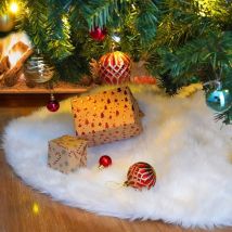 Weihnachtsbaum-Rock, 122 cm, Plüsch-Schneewittchen-Baummattenbezug, weißer Weihnachtsbaum-Rock für Party, Weihnachtsbaum-Dekoration (122 cm)