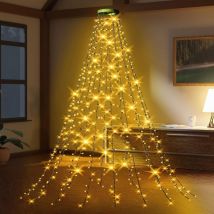 Weihnachtsbaumbeleuchtung, 2 m, 16 Zweige, 400 LEDs, wasserdichte Weihnachtsbeleuchtung für Weihnachtsbaumdekoration, warmweiß